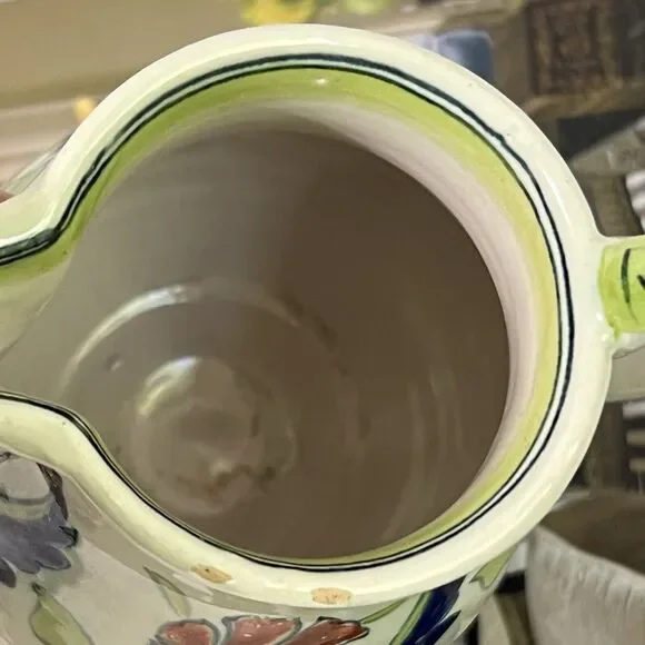 Vintage Floral Italian Ceramic Bud Vase With Handle Multi Flowers Artist Signed - Picture 11 of 16